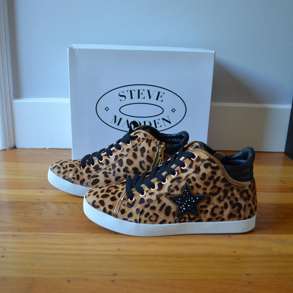 🆕 STEVE MADDEN Leopard Print Lace Up Sneakers - Picture 4 of 8